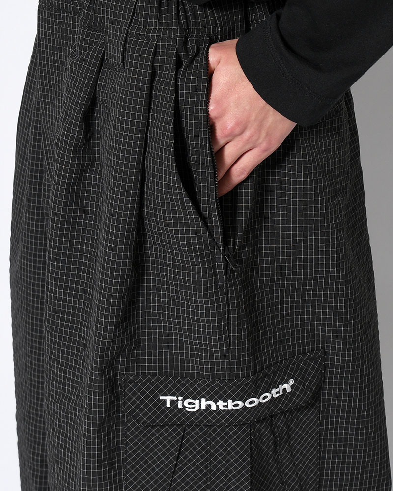 RIPPLE PLAID BALLOON PANTS -BLACK-