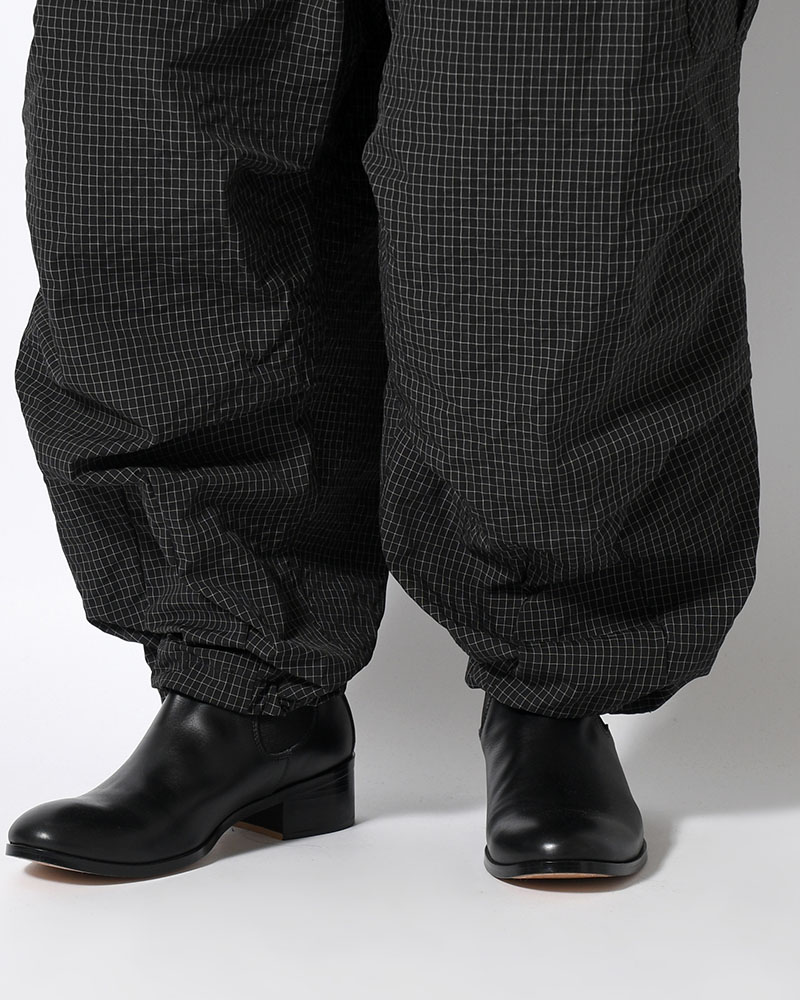 RIPPLE PLAID BALLOON PANTS -BLACK-