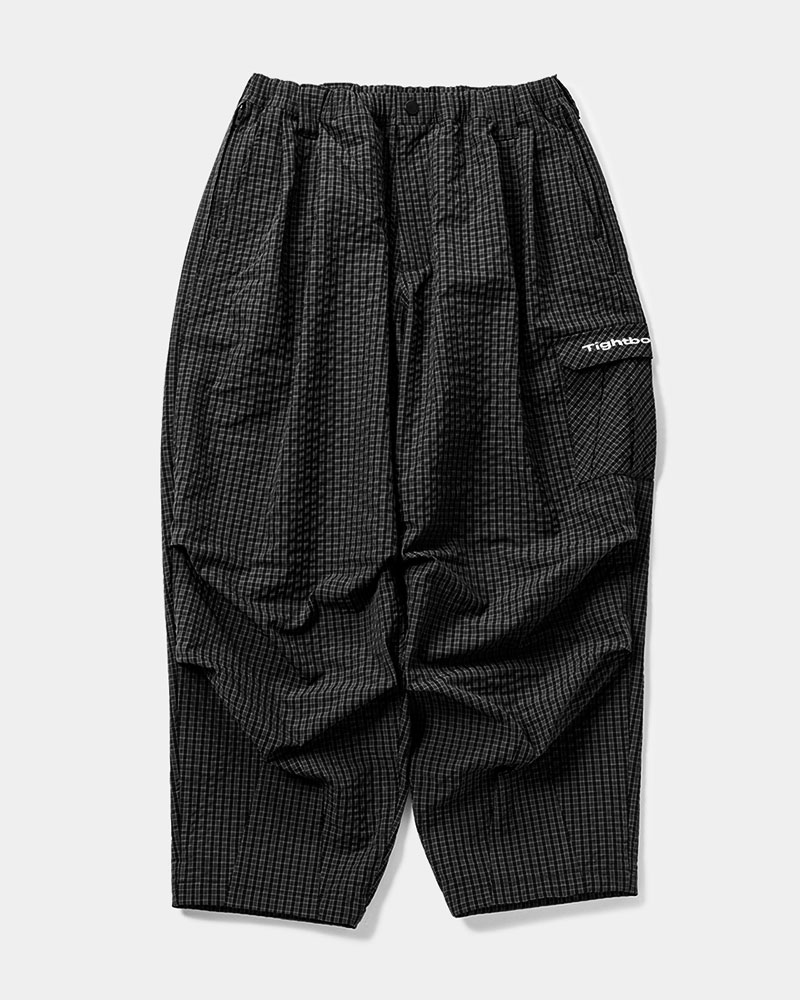 RIPPLE PLAID BALLOON PANTS -BLACK-