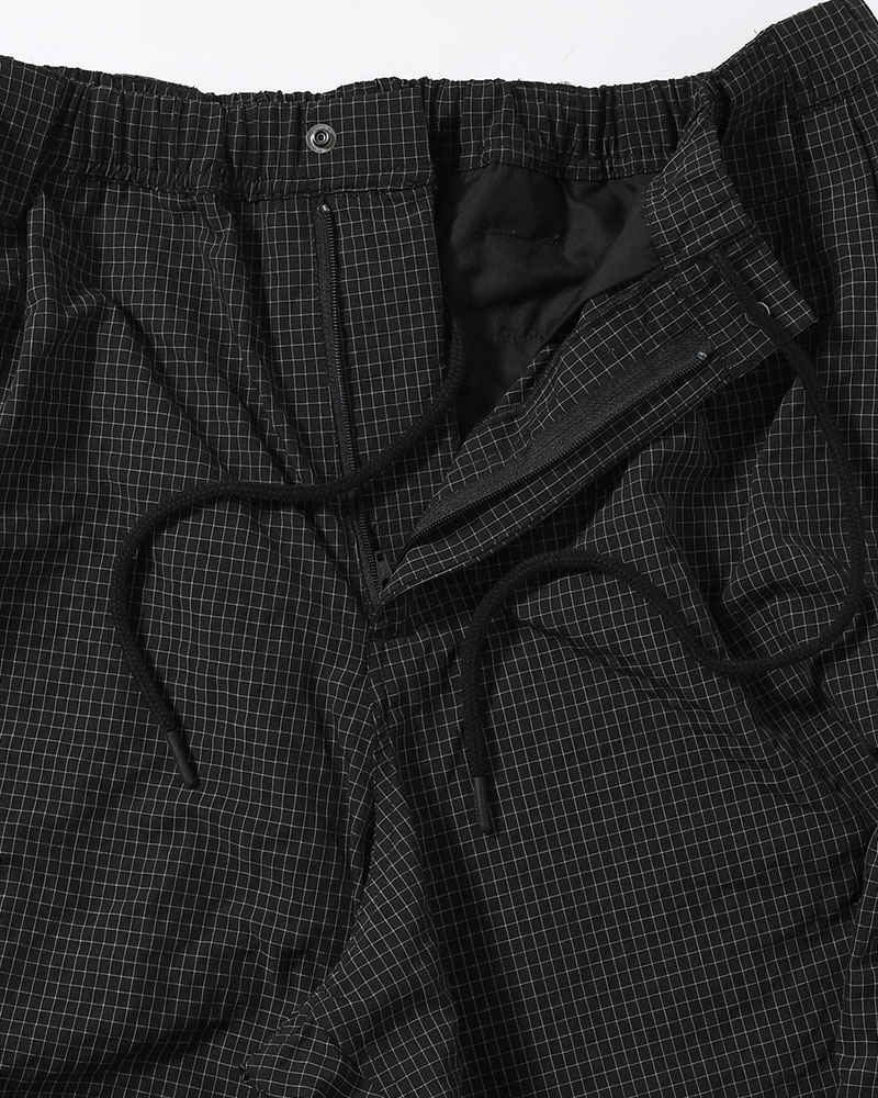 RIPPLE PLAID BALLOON PANTS -BLACK-