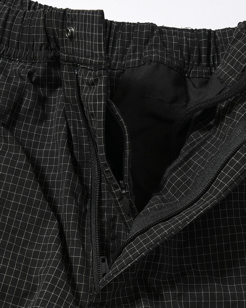 RIPPLE PLAID BALLOON PANTS -BLACK-