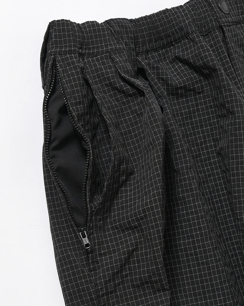 RIPPLE PLAID BALLOON PANTS -BLACK-
