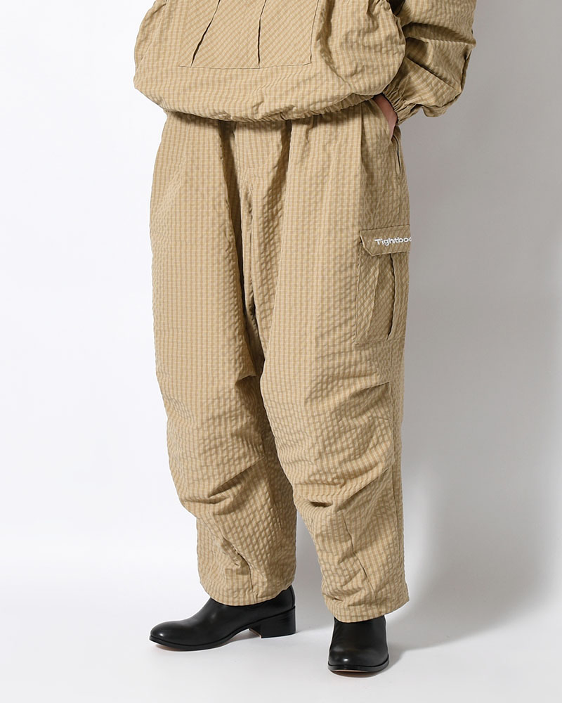 RIPPLE PLAID BALLOON PANTS -BEIGE-