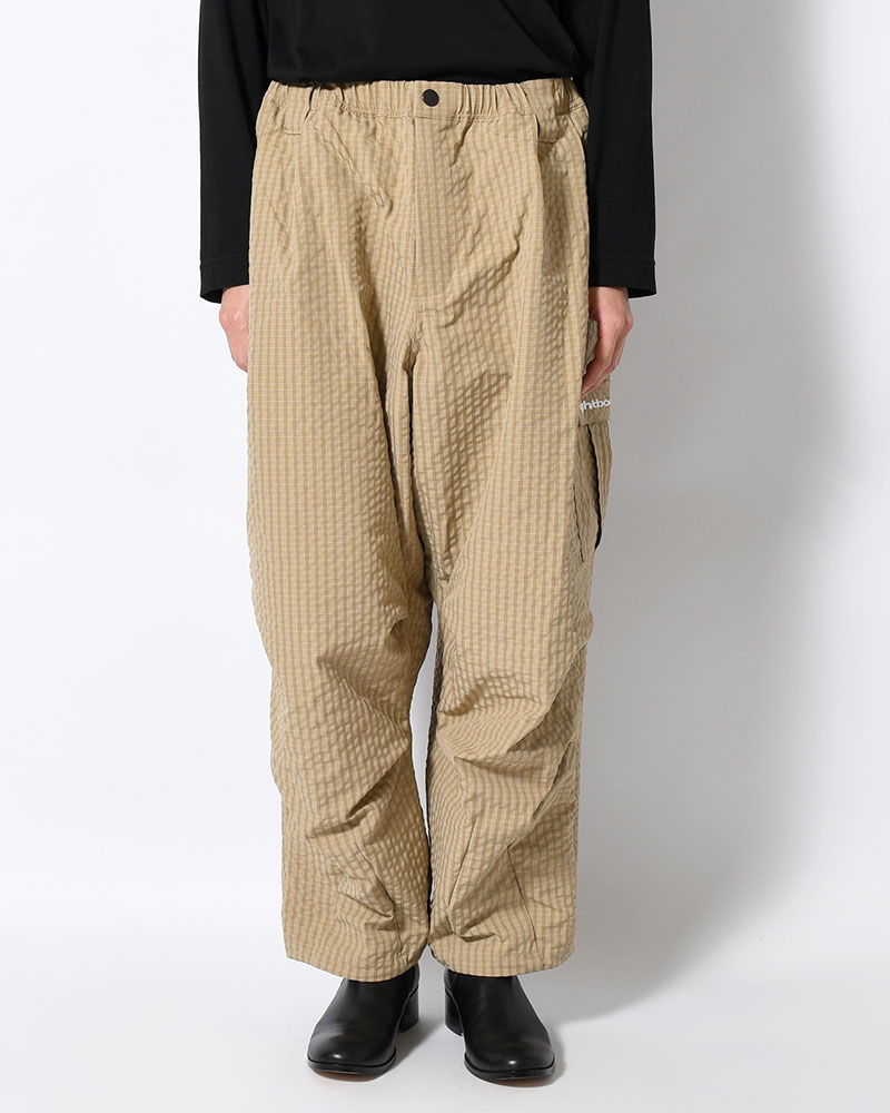 RIPPLE PLAID BALLOON PANTS -BEIGE-