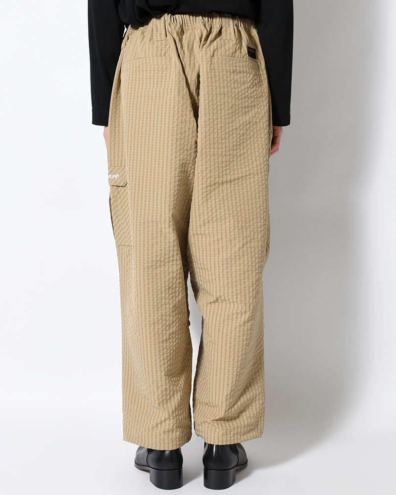 RIPPLE PLAID BALLOON PANTS -BEIGE-