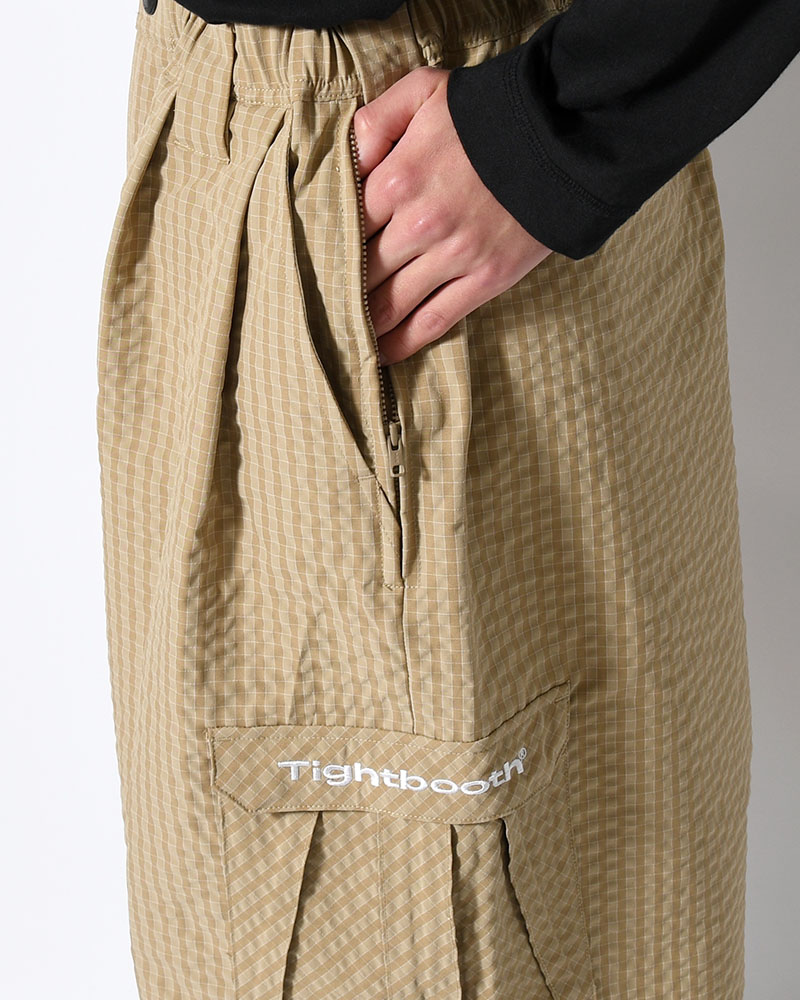 RIPPLE PLAID BALLOON PANTS -BEIGE-