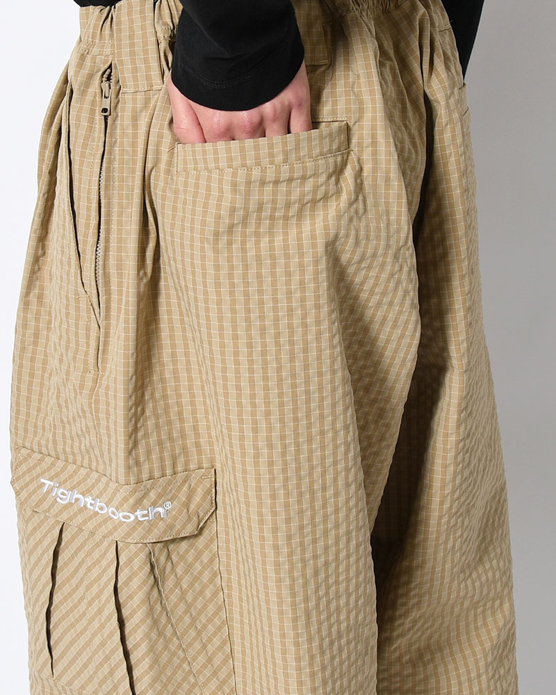 RIPPLE PLAID BALLOON PANTS -BEIGE-