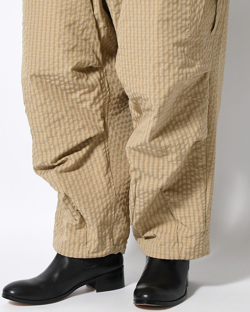 RIPPLE PLAID BALLOON PANTS -BEIGE-