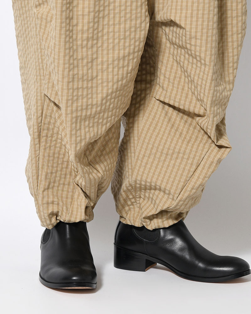 RIPPLE PLAID BALLOON PANTS -BEIGE-