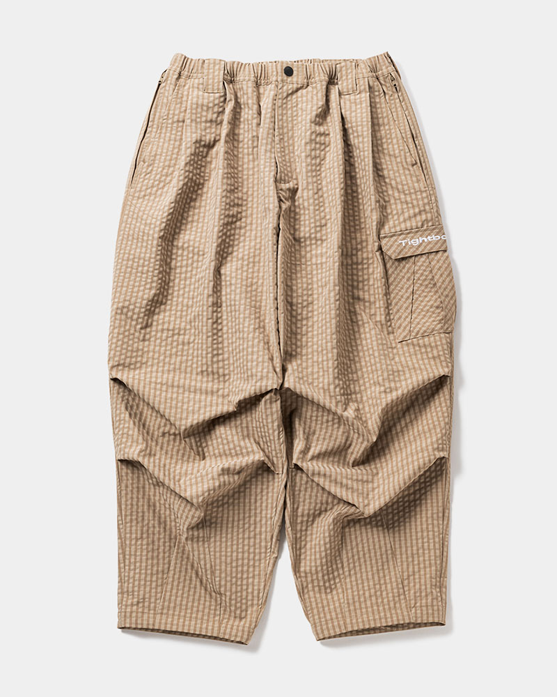 RIPPLE PLAID BALLOON PANTS -BEIGE-