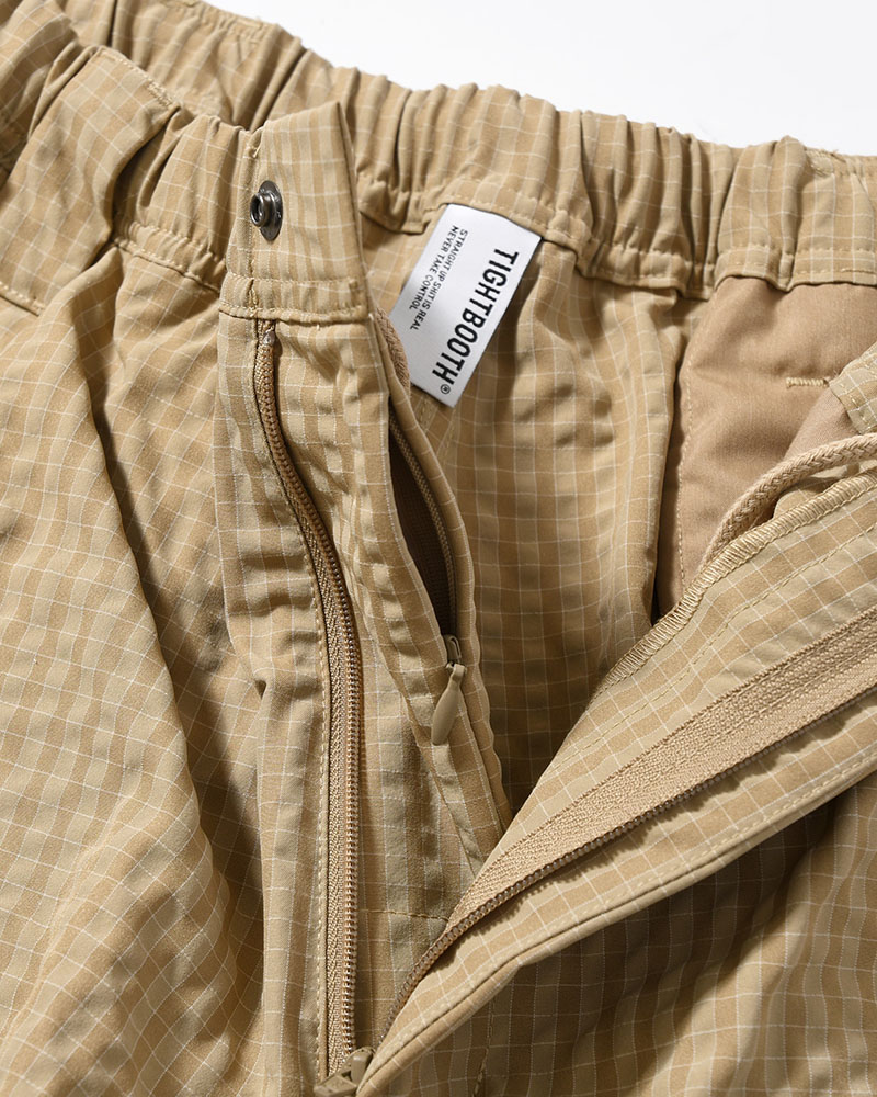 RIPPLE PLAID BALLOON PANTS -BEIGE-