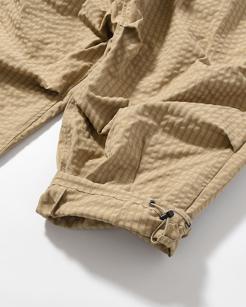 RIPPLE PLAID BALLOON PANTS -BEIGE-