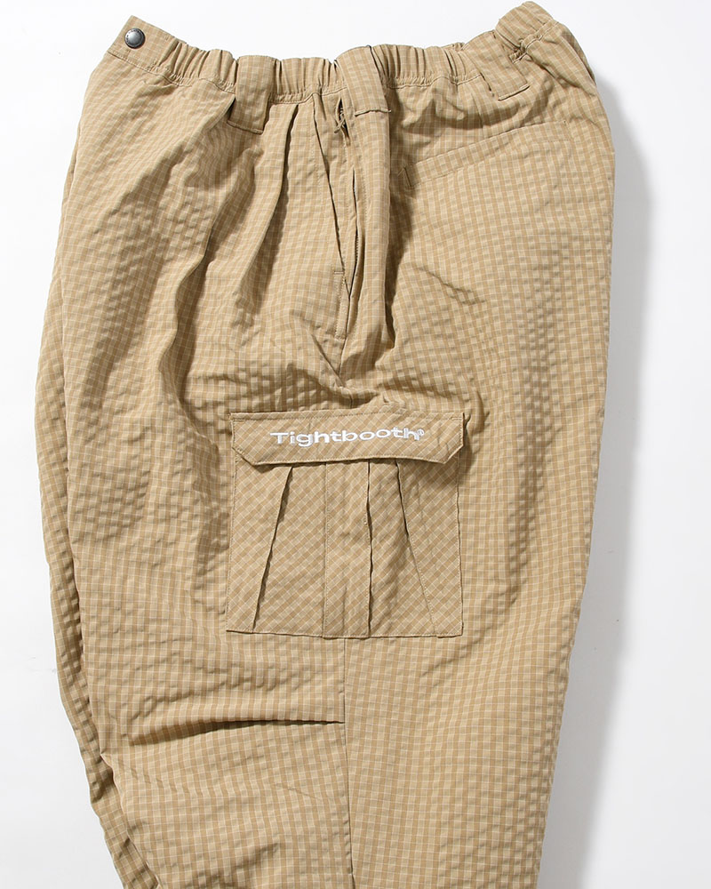 RIPPLE PLAID BALLOON PANTS -BEIGE-