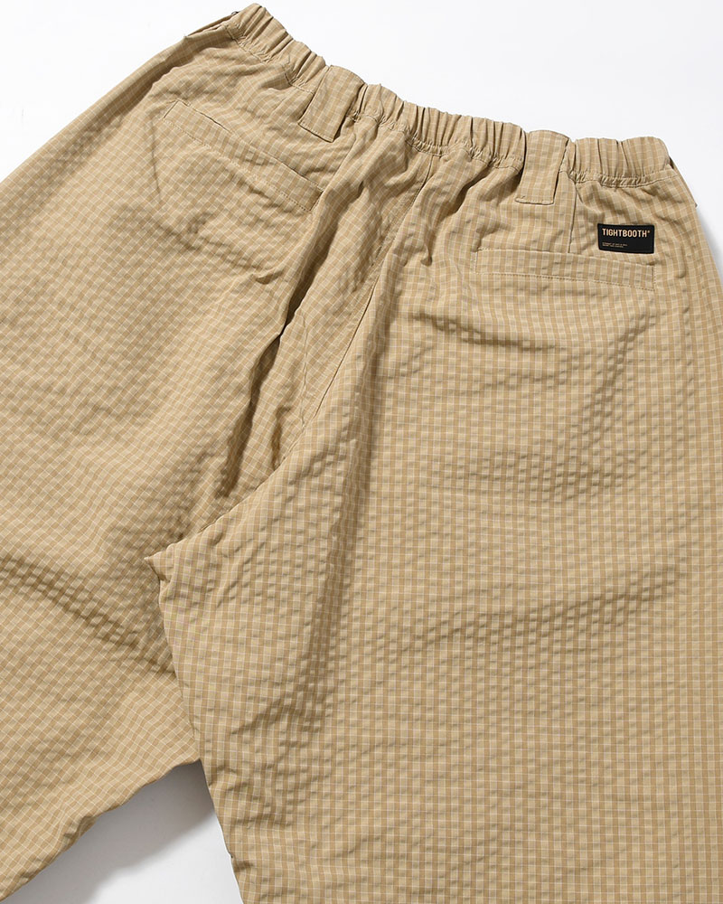 RIPPLE PLAID BALLOON PANTS -BEIGE-