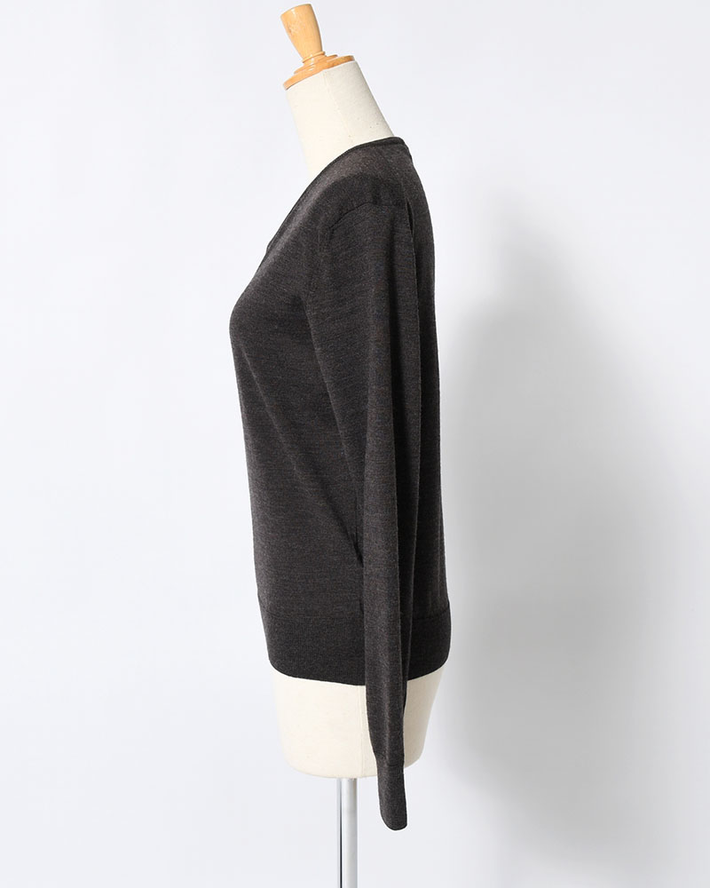 WOOL V-NECK KNIT (Women) -CHARCOAL-