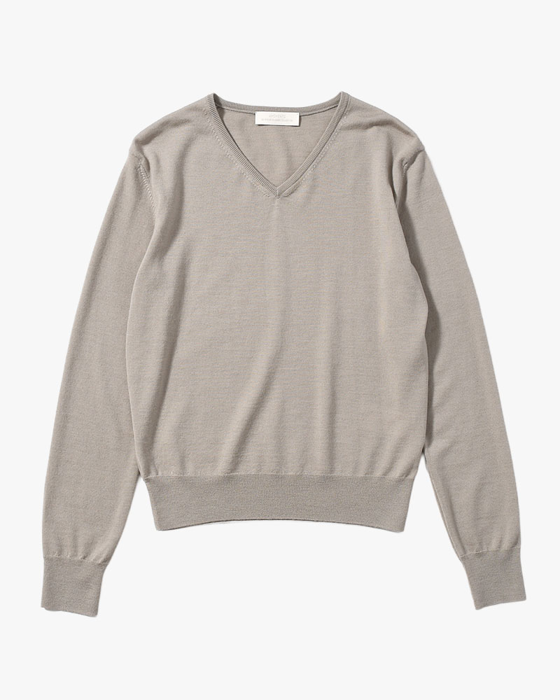 WOOL V-NECK KNIT (Women) -LIGHT KHAKI-