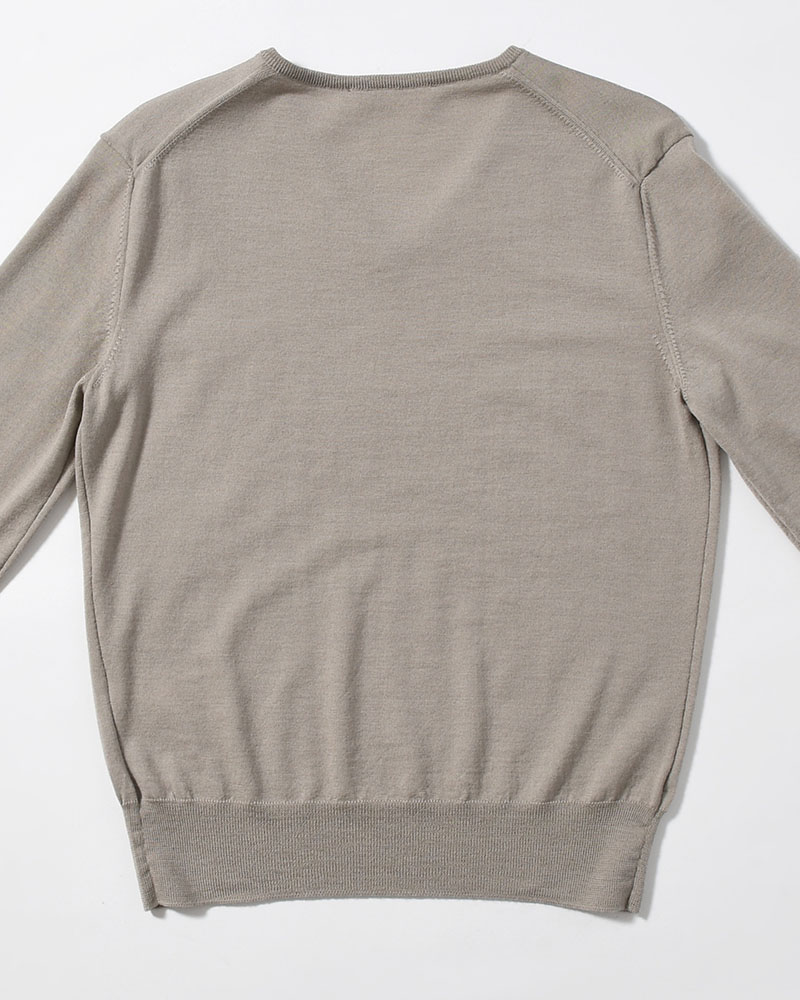 WOOL V-NECK KNIT (Women) -LIGHT KHAKI-