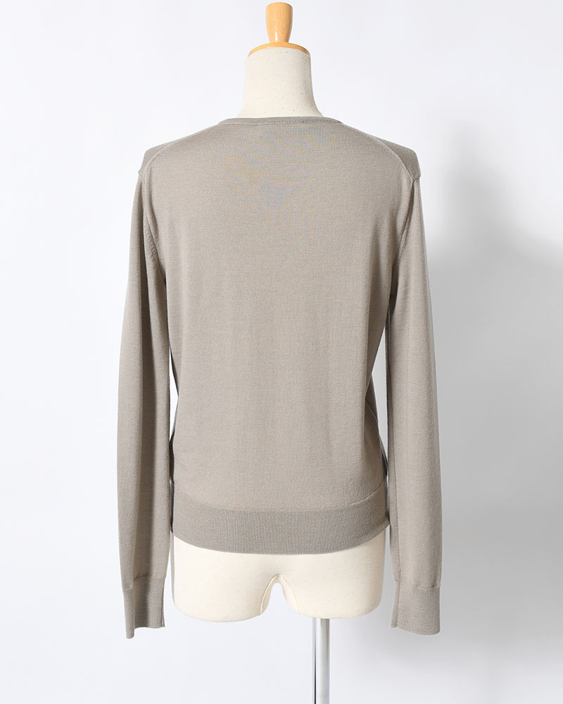 WOOL V-NECK KNIT (Women) -LIGHT KHAKI-