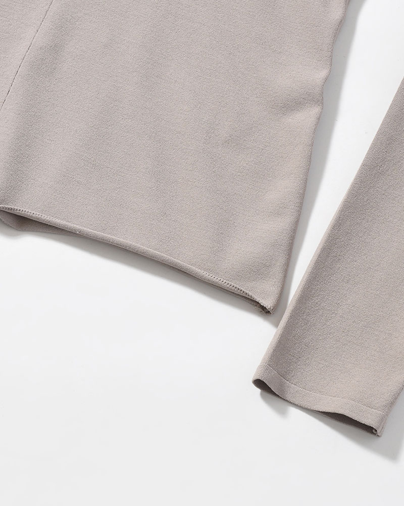 HALF ZIP-UP KNIT HOODIE (Women) -BEIGE-