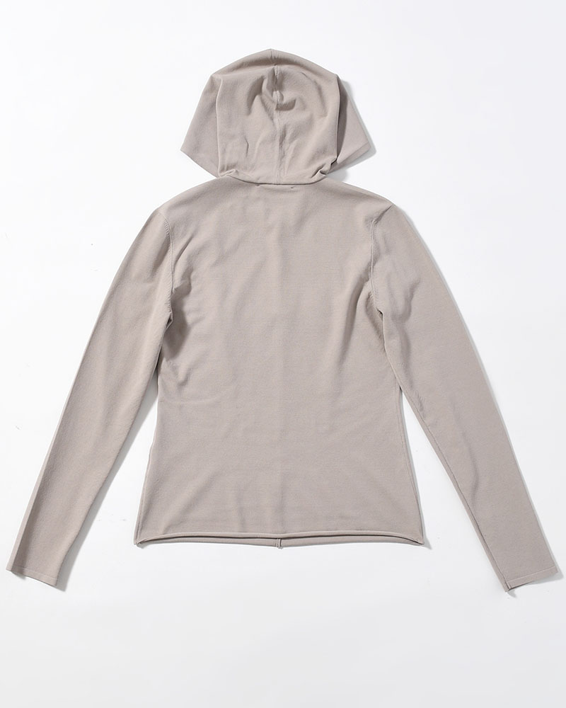 HALF ZIP-UP KNIT HOODIE (Women) -BEIGE-