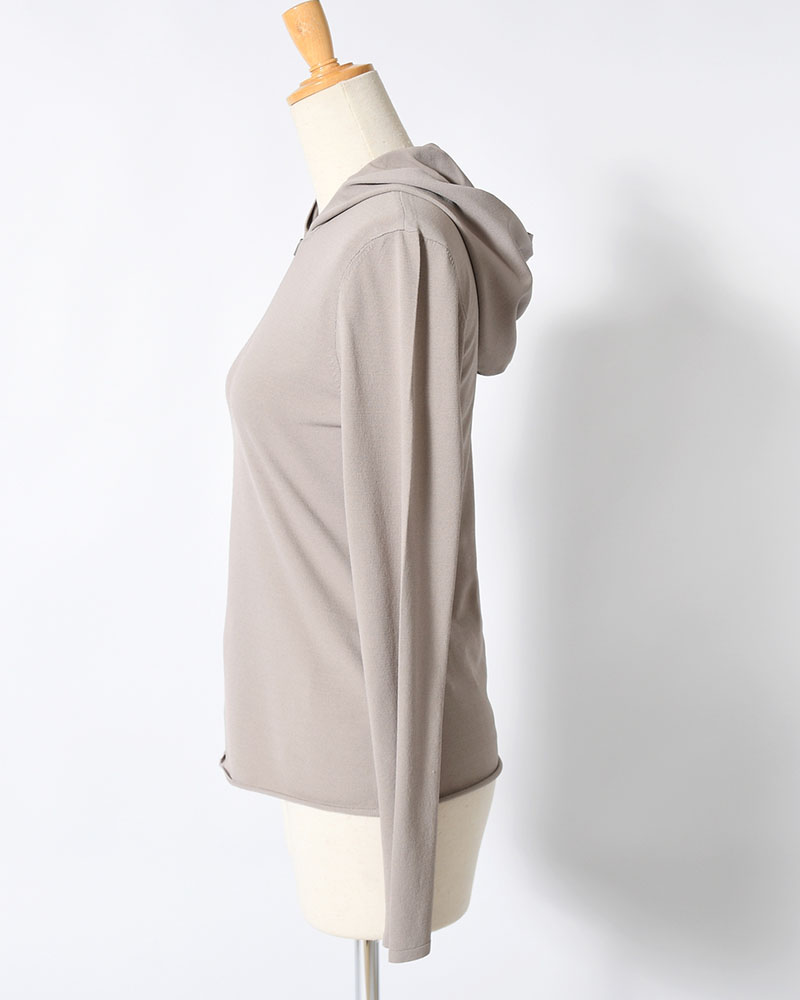 HALF ZIP-UP KNIT HOODIE (Women) -BEIGE-