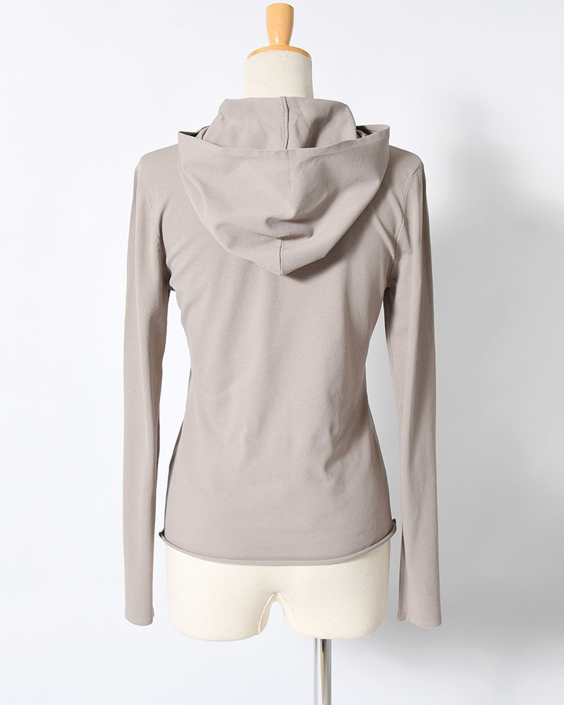 HALF ZIP-UP KNIT HOODIE (Women) -BEIGE-