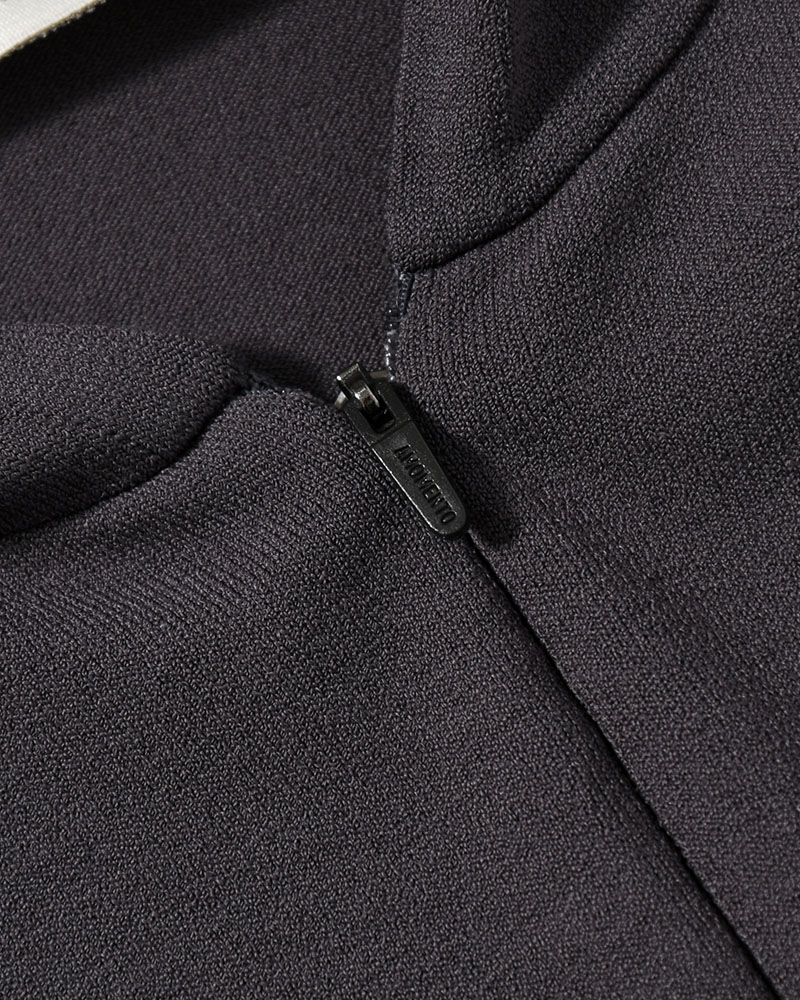 HALF ZIP-UP KNIT HOODIE (Women) -CHARCOAL-