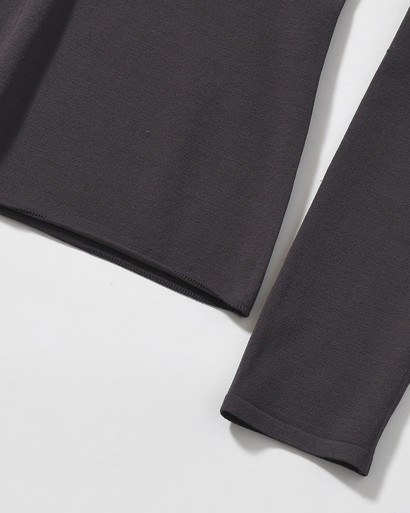 HALF ZIP-UP KNIT HOODIE (Women) -CHARCOAL-
