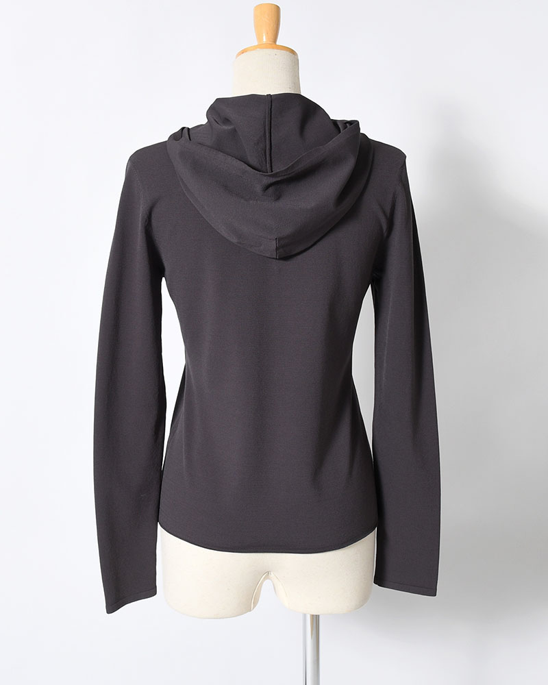 HALF ZIP-UP KNIT HOODIE (Women) -CHARCOAL-