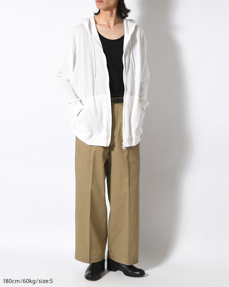 COTTON MESH HOODIE -WHITE-