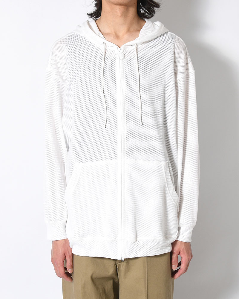 COTTON MESH HOODIE -WHITE-