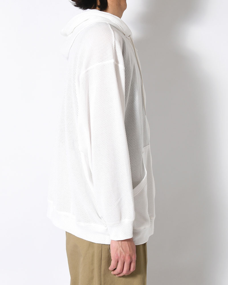 COTTON MESH HOODIE -WHITE-