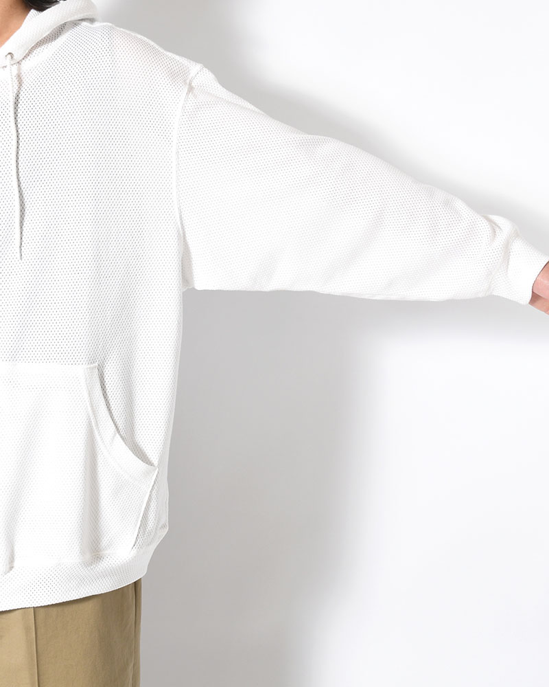 COTTON MESH HOODIE -WHITE-
