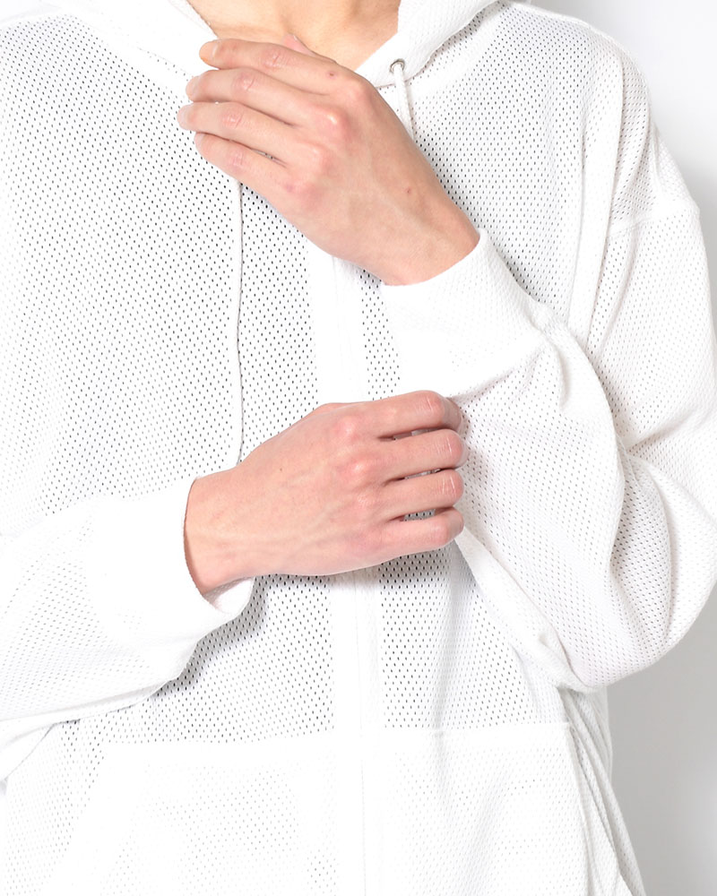 COTTON MESH HOODIE -WHITE-