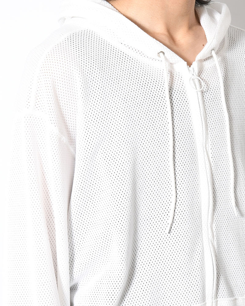 COTTON MESH HOODIE -WHITE-