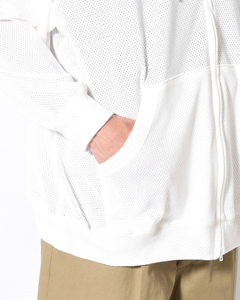 COTTON MESH HOODIE -WHITE-