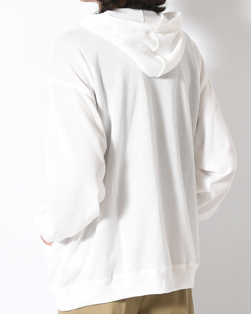 COTTON MESH HOODIE -WHITE-