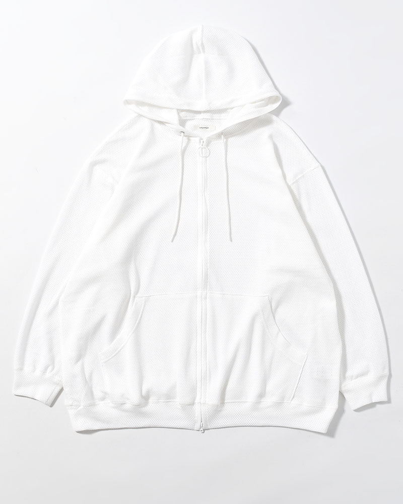 COTTON MESH HOODIE -WHITE-