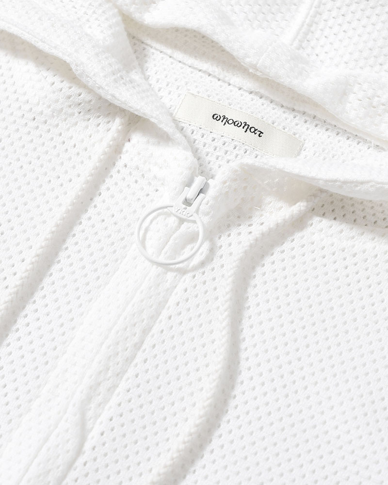 COTTON MESH HOODIE -WHITE-