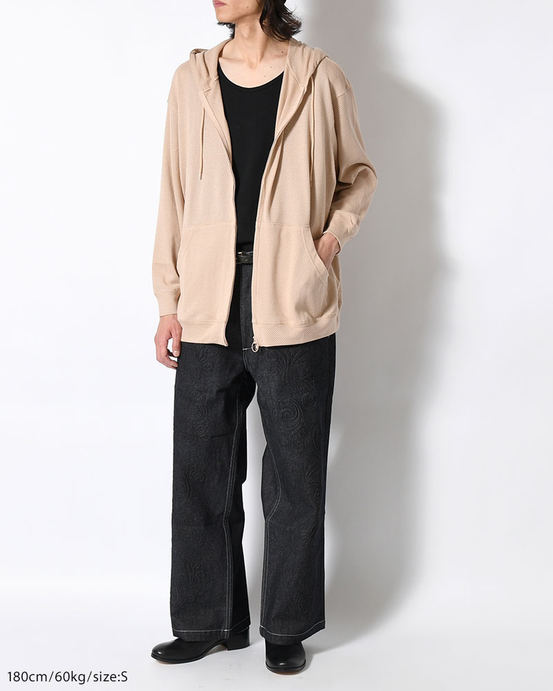 COTTON MESH HOODIE -BEIGE-