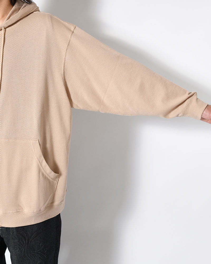 COTTON MESH HOODIE -BEIGE-