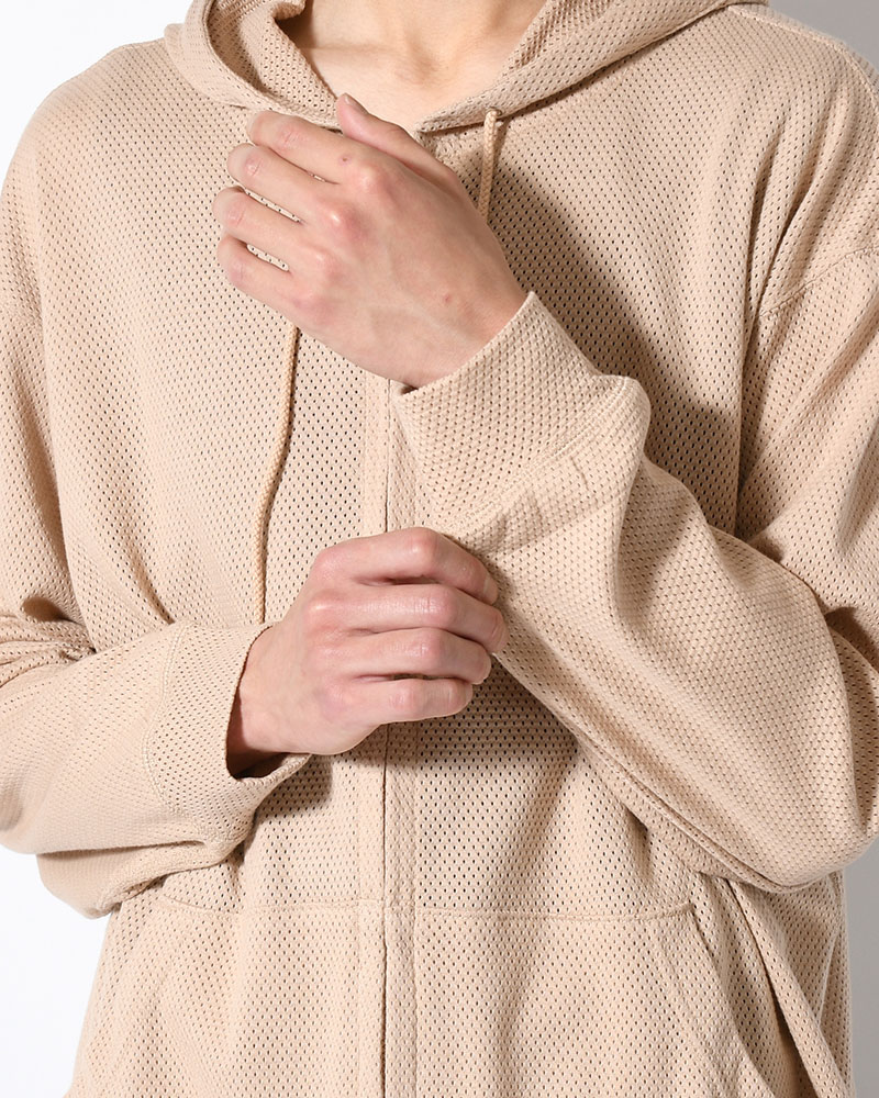 COTTON MESH HOODIE -BEIGE-