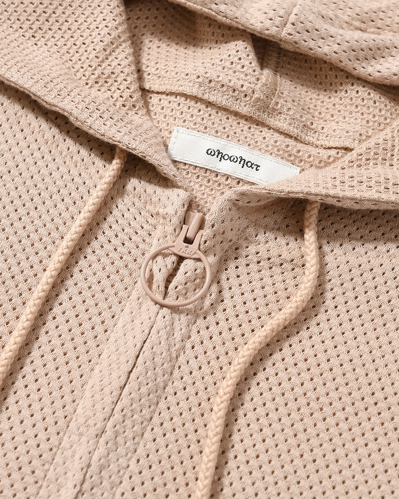 COTTON MESH HOODIE -BEIGE-