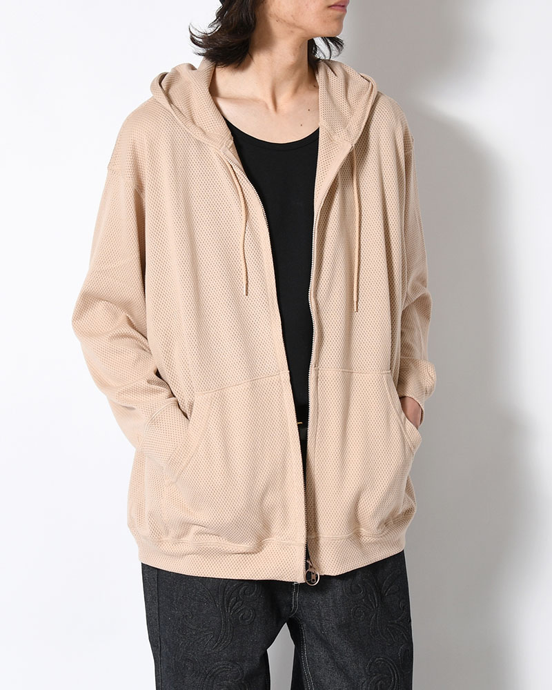 COTTON MESH HOODIE -BEIGE-