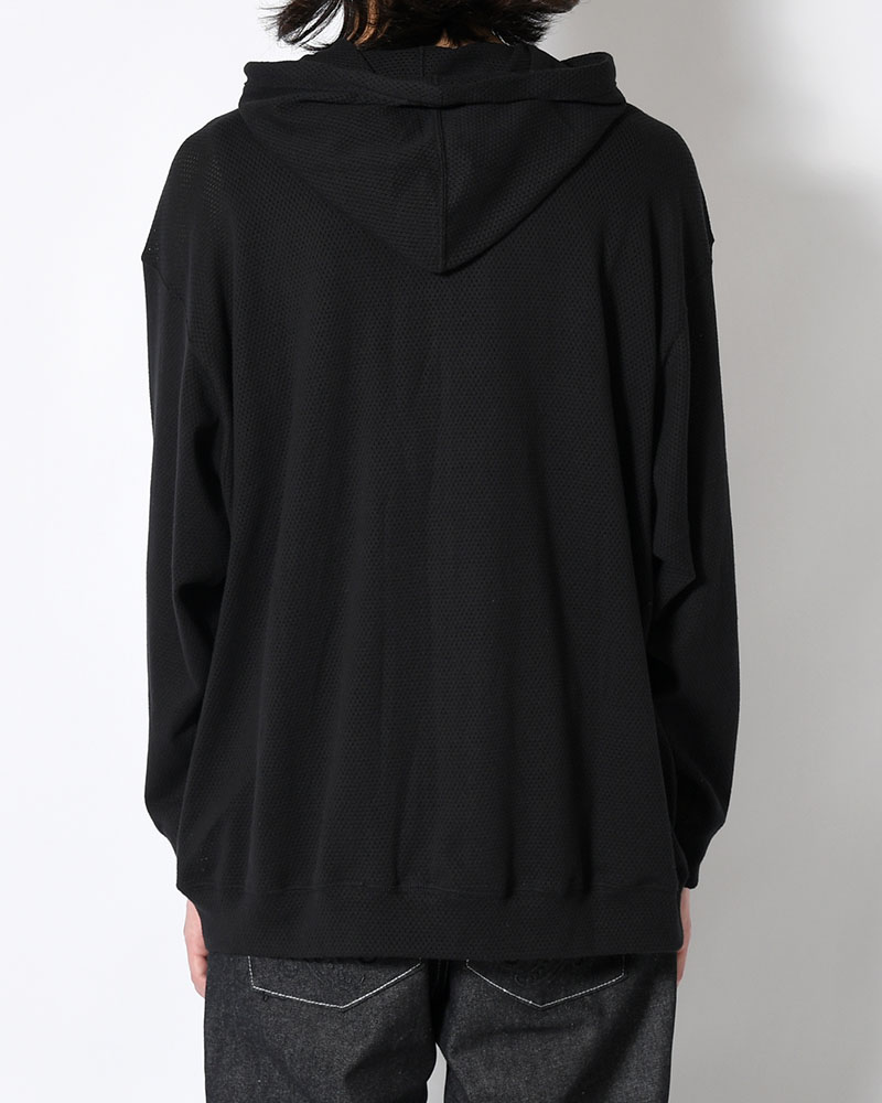 COTTON MESH HOODIE -BLACK-