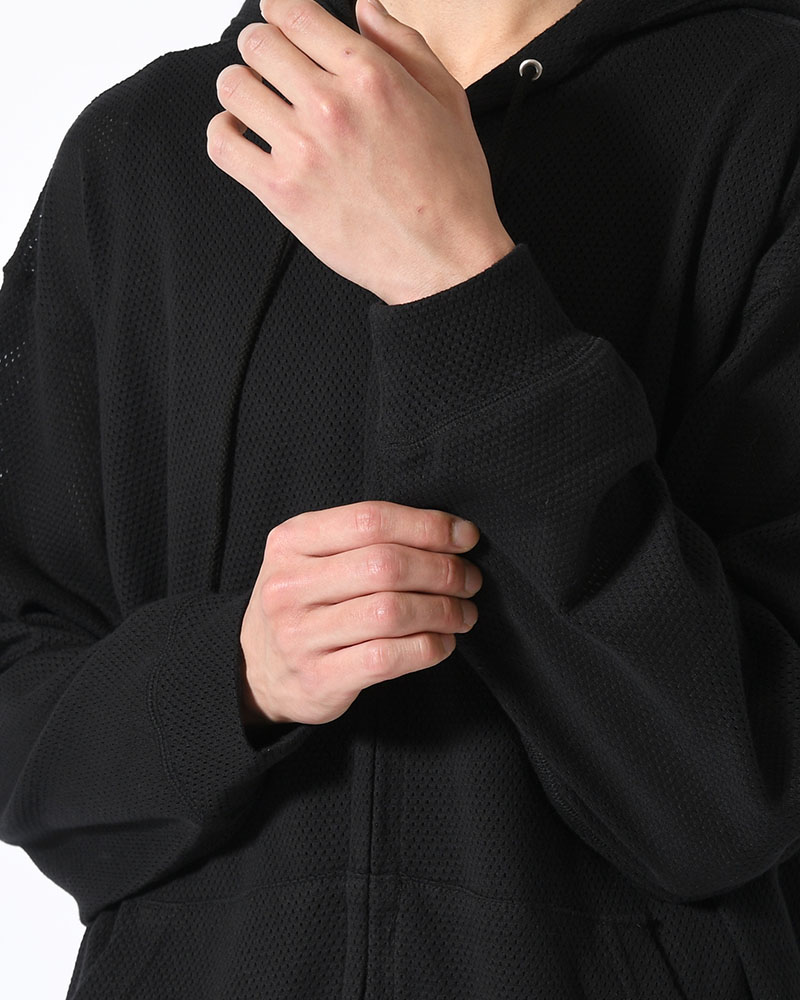 COTTON MESH HOODIE -BLACK-