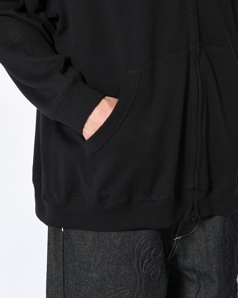 COTTON MESH HOODIE -BLACK-