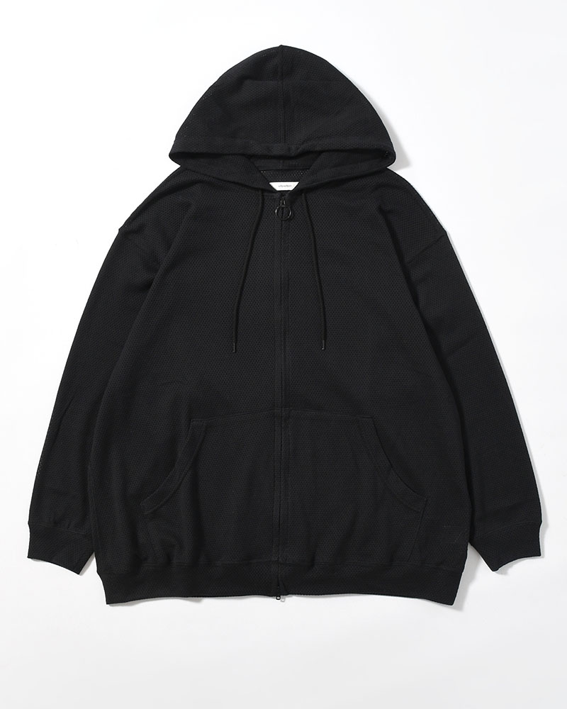 COTTON MESH HOODIE -BLACK-