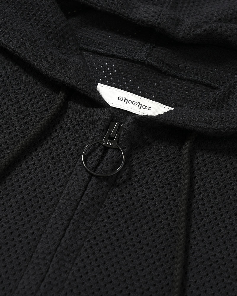 COTTON MESH HOODIE -BLACK-