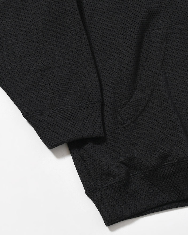 COTTON MESH HOODIE -BLACK-